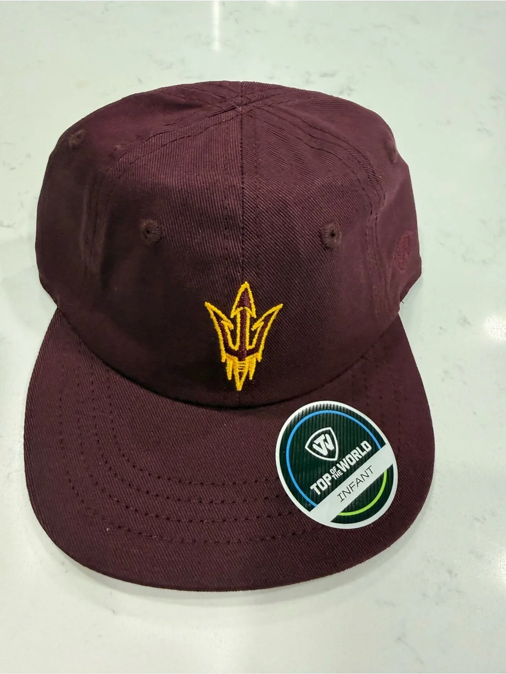 Maroon Infant ASU Arizona State University Baseball Cap Hat with Gold Trident